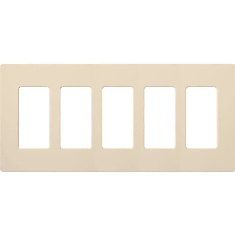 Lutron Claro 5 Gang Wall Plate for Decorator/Designer Paddle Switches and Dimmers, Gloss Finish, CW-5-LA, Light Almond