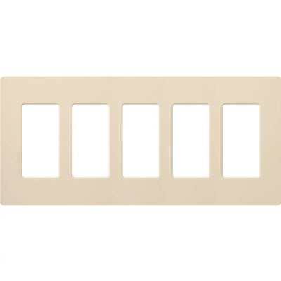 Lutron Claro 5 Gang Wall Plate for Decorator/Designer Paddle Switches and Dimmers, Gloss Finish, CW-5-LA, Light Almond