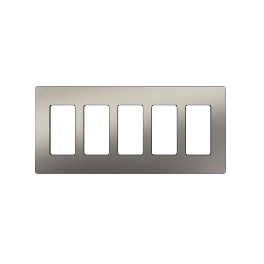 Lutron Claro 5 Gang Wall Plate for Decorator/Designer Paddle Switches and Dimmers, Gloss Finish, CW-5-SS, Stainless Steel