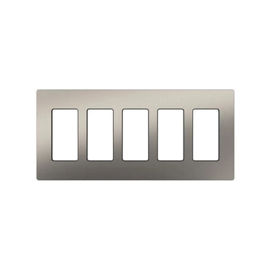 Lutron Claro 5 Gang Wall Plate for Decorator/Designer Paddle Switches and Dimmers, Gloss Finish, CW-5-SS, Stainless Steel