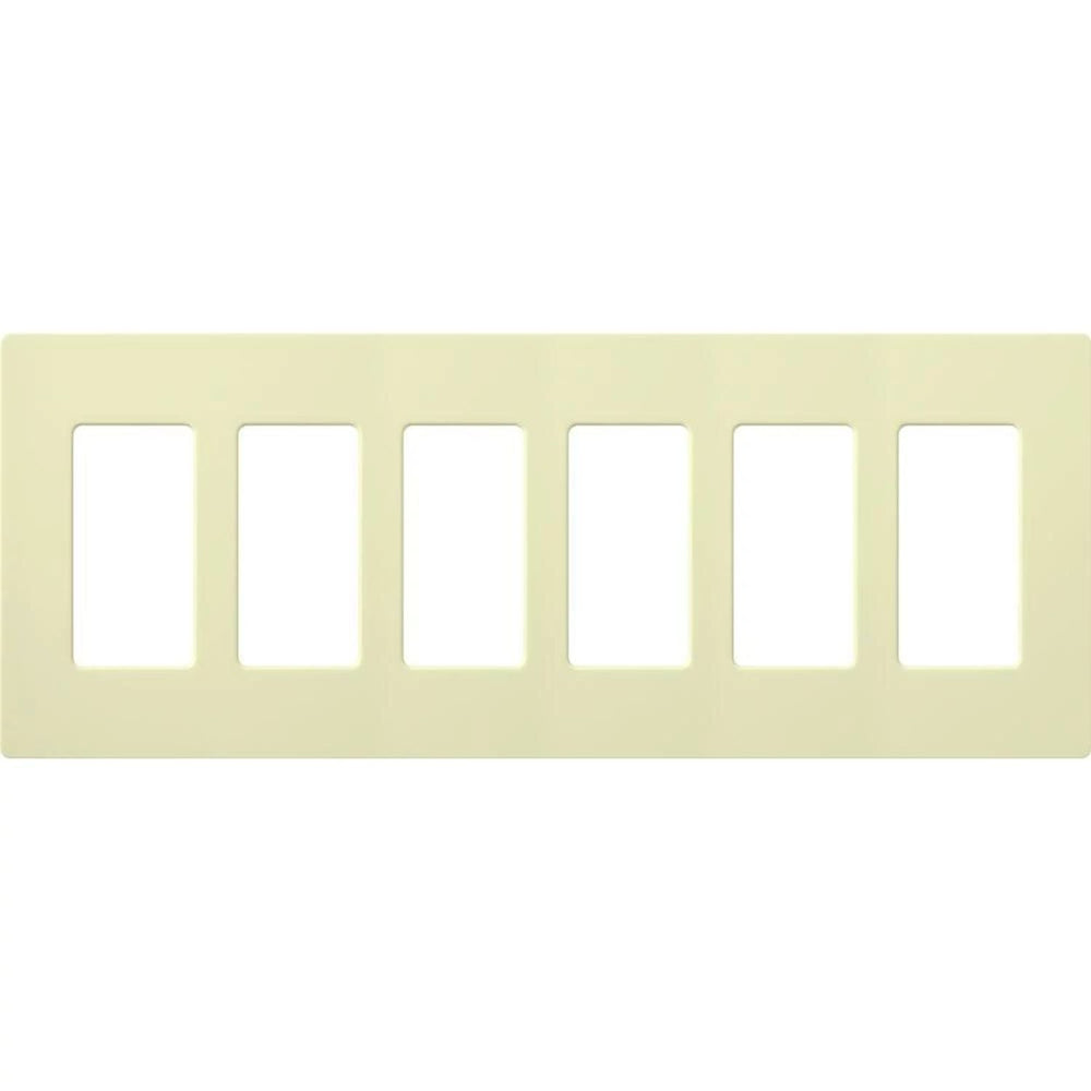 Lutron Claro 6 Gang Wall Plate for Decorator/Designer Paddle Switches and Dimmers, Gloss Finish, CW-6-AL, Almond