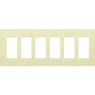 Lutron Claro 6 Gang Wall Plate for Decorator/Designer Paddle Switches and Dimmers, Gloss Finish, CW-6-AL, Almond