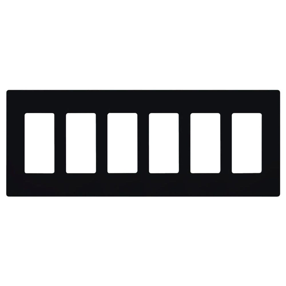Lutron Claro 6 Gang Wall Plate for Decorator/Designer Paddle Switches and Dimmers, Gloss Finish, CW-6-BL, Black