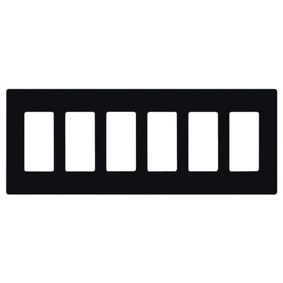 Lutron Claro 6 Gang Wall Plate for Decorator/Designer Paddle Switches and Dimmers, Gloss Finish, CW-6-BL, Black