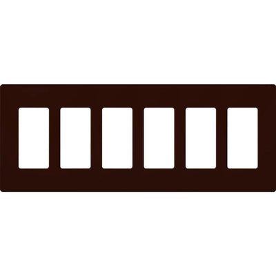 Lutron Claro 6 Gang Wall Plate for Decorator/Designer Paddle Switches and Dimmers, Gloss Finish, CW-6-BR, Brown