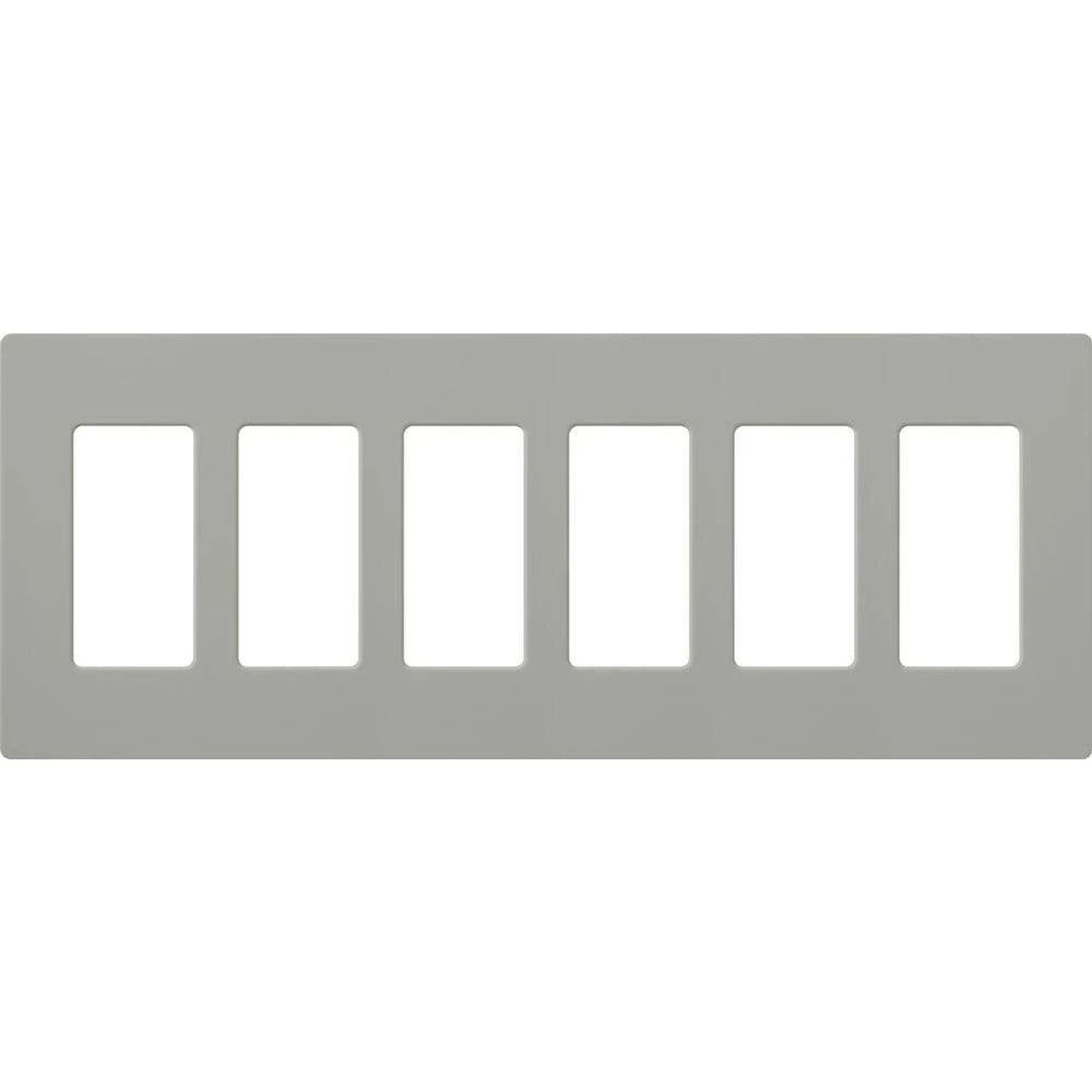 Lutron Claro 6 Gang Wall Plate for Decorator/Designer Paddle Switches and Dimmers, Gloss Finish, CW-6-GR, Gray