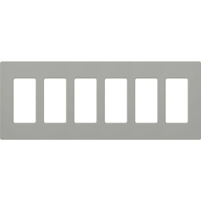 Lutron Claro 6 Gang Wall Plate for Decorator/Designer Paddle Switches and Dimmers, Gloss Finish, CW-6-GR, Gray