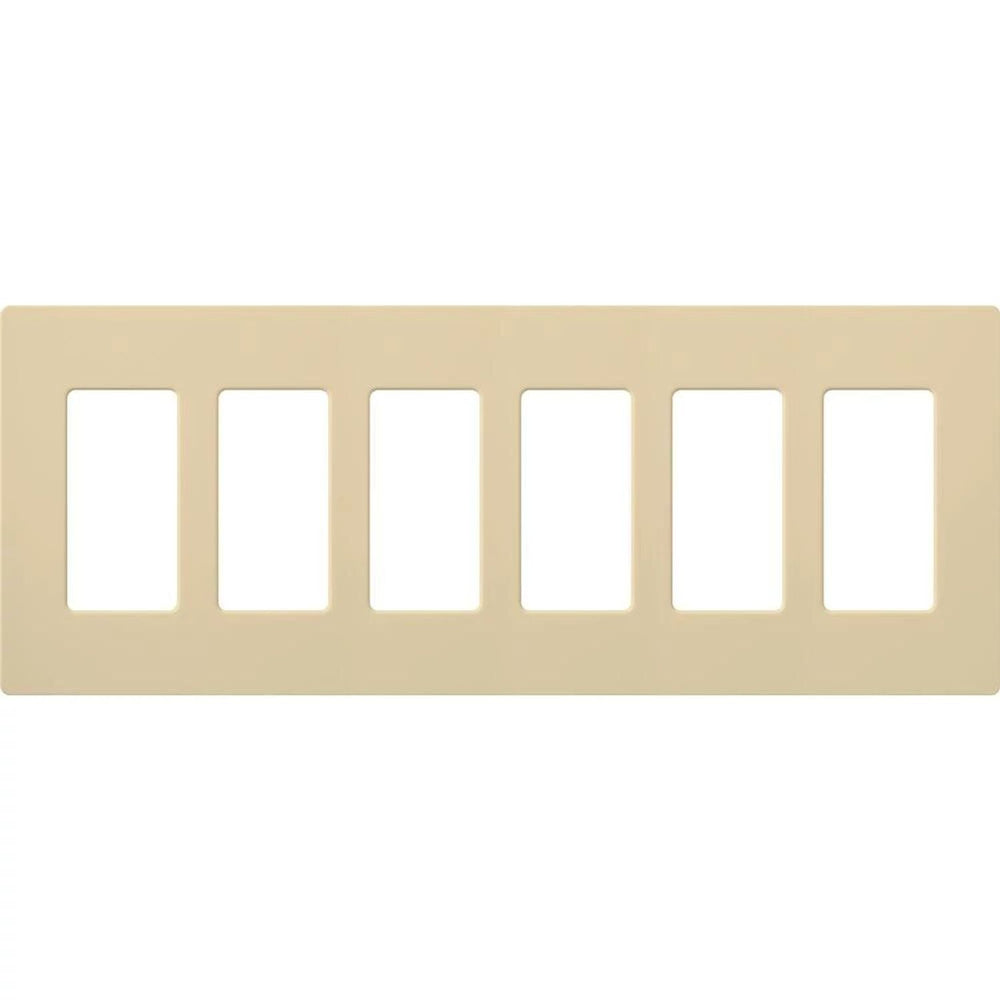 Lutron Claro 6 Gang Wall Plate for Decorator/Designer Paddle Switches and Dimmers, Gloss Finish, CW-6-IV, Ivory