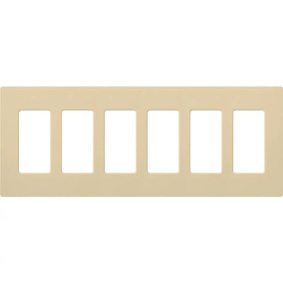 Lutron Claro 6 Gang Wall Plate for Decorator/Designer Paddle Switches and Dimmers, Gloss Finish, CW-6-IV, Ivory
