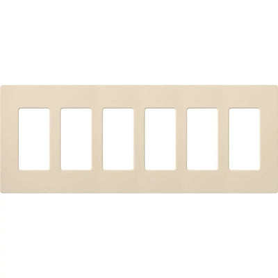 Lutron Claro 6 Gang Wall Plate for Decorator/Designer Paddle Switches and Dimmers, Gloss Finish, CW-6-LA, Light Almond