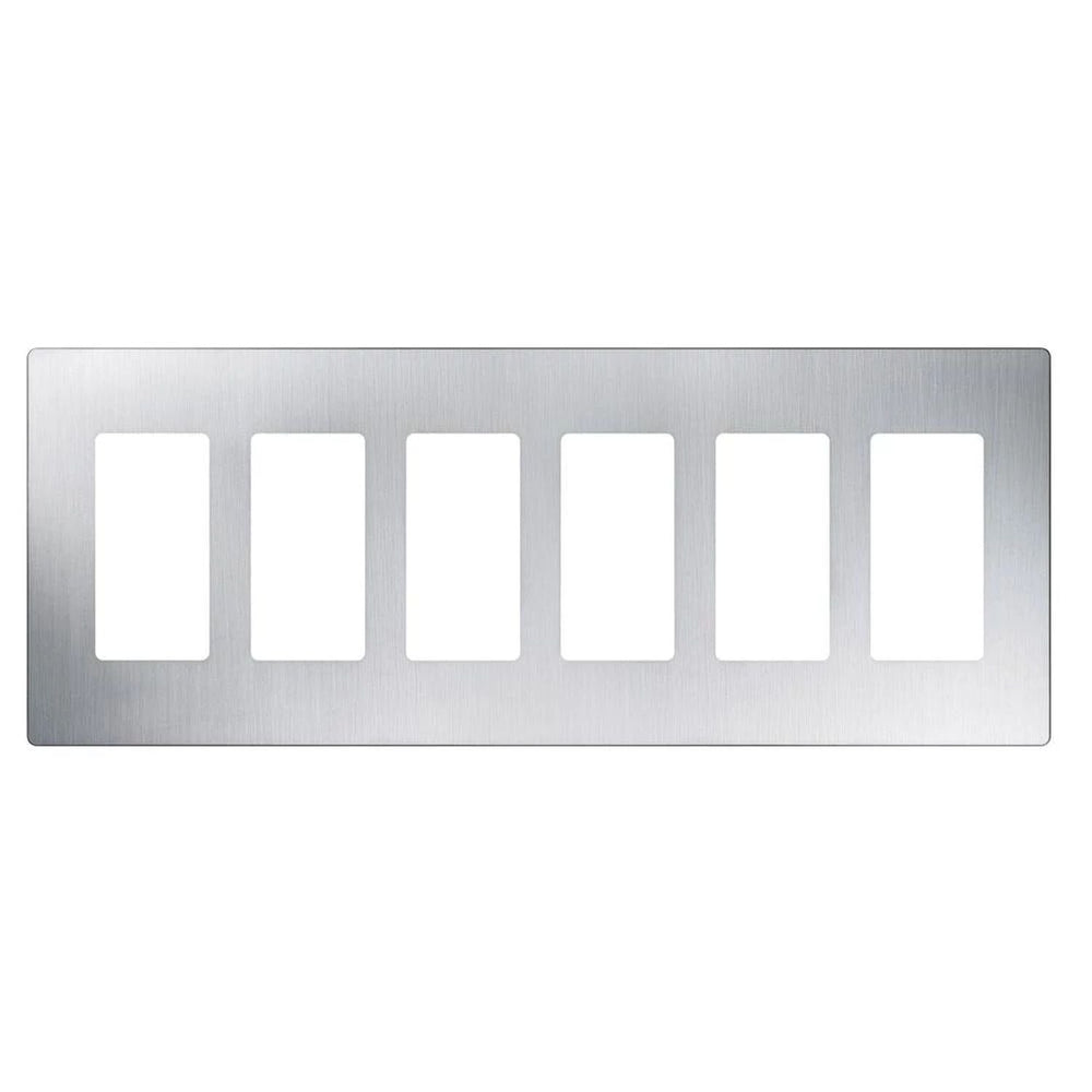 Lutron Claro 6 Gang Wall Plate for Decorator/Designer Paddle Switches and Dimmers, Gloss Finish, CW-6-SS, Stainless Steel