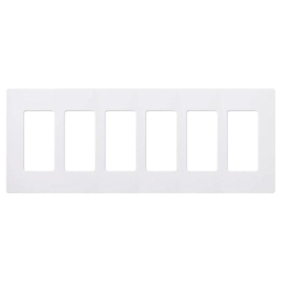 Lutron Claro 6 Gang Wall Plate for Decorator/Designer Paddle Switches and Dimmers, Gloss Finish, CW-6-WH, White