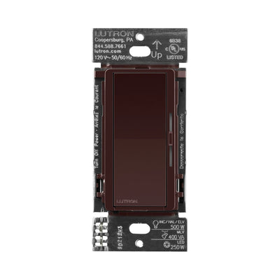 Lutron Diva Dimmer Switch - LED+ Pro Max, 250W LED/500W ELV/400VA MLV, Neutral Optional, Single Pole/Multi-Location, 120V, DV-PRO-BR, Brown