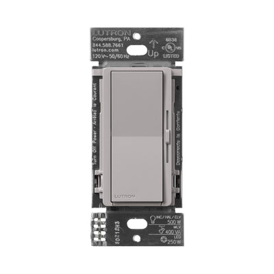 Lutron Diva Dimmer Switch - LED+ Pro Max, 250W LED/500W ELV/400VA MLV, Neutral Optional, Single Pole/Multi-Location, 120V, DV-PRO-GR, Gray