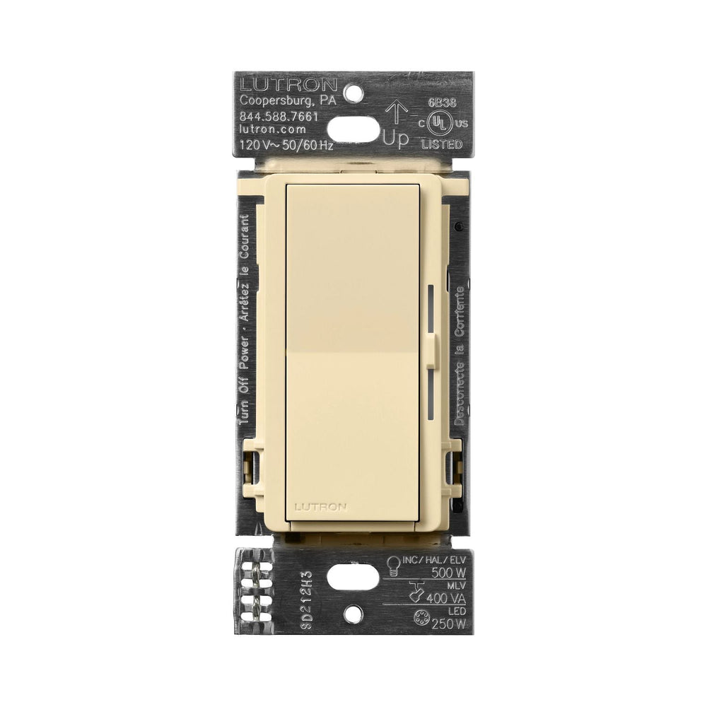 Lutron Diva Dimmer Switch - LED+ Pro Max, 250W LED/500W ELV/400VA MLV, Neutral Optional, Single Pole/Multi-Location, 120V, DV-PRO-IV, Ivory