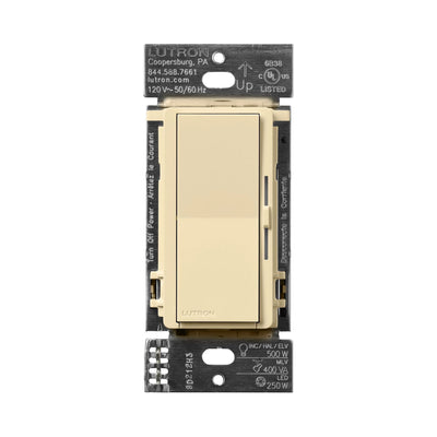 Lutron Diva Dimmer Switch - LED+ Pro Max, 250W LED/500W ELV/400VA MLV, Neutral Optional, Single Pole/Multi-Location, 120V, DV-PRO-IV, Ivory