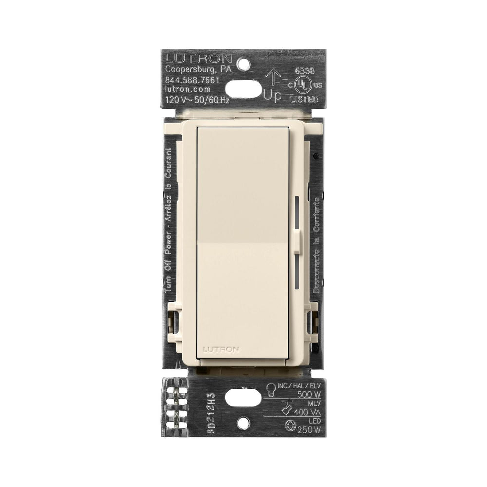 Lutron Diva Dimmer Switch - LED+ Pro Max, 250W LED/500W ELV/400VA MLV, Neutral Optional, Single Pole/Multi-Location, 120V, DV-PRO-LA, Light Almond