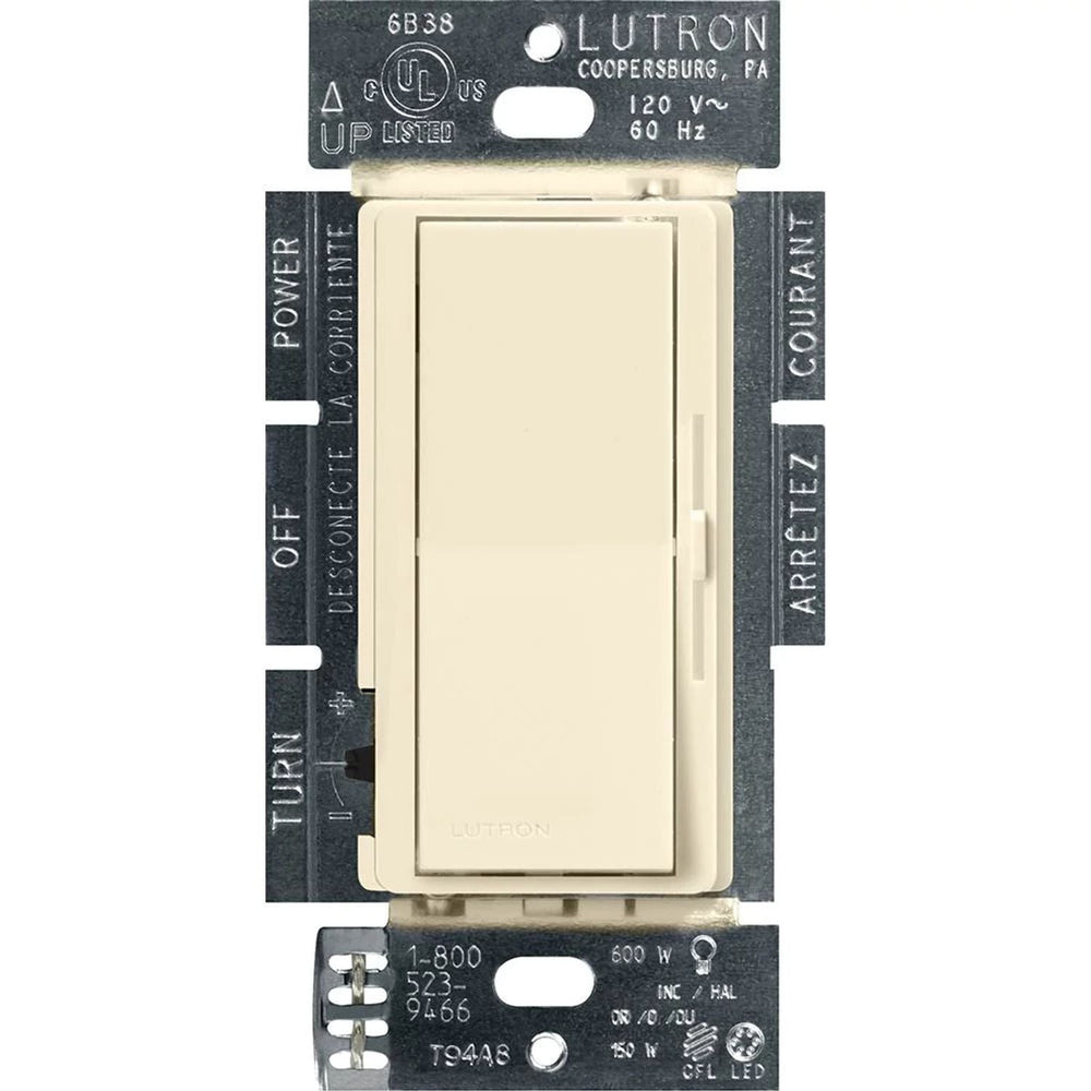 Lutron Diva LED+ Dimmer Switch, 150W LED, Single Pole/3-Way, No Neutral Required, 120V, DVCL-153P-AL, Almond