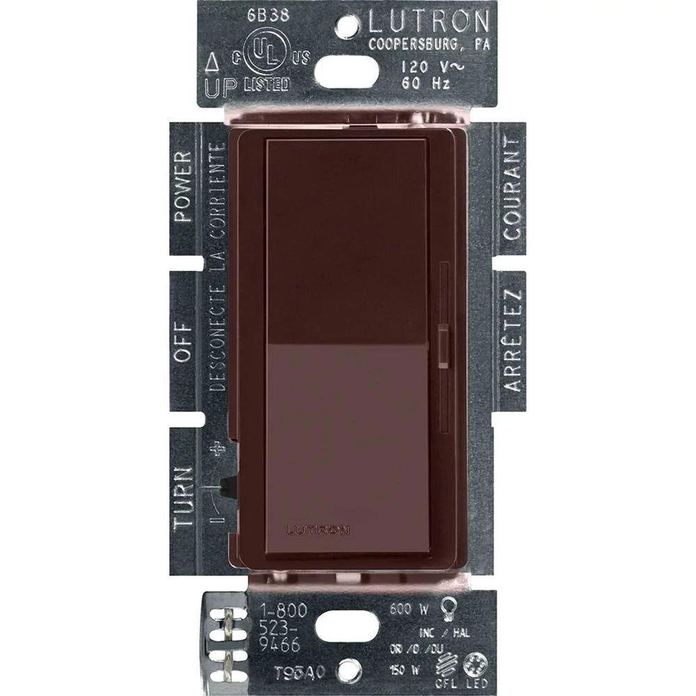 Lutron Diva LED+ Dimmer Switch, 250W LED, Single Pole/3-Way, No Neutral Required, 120V, DVCL-253P-BR, Brown