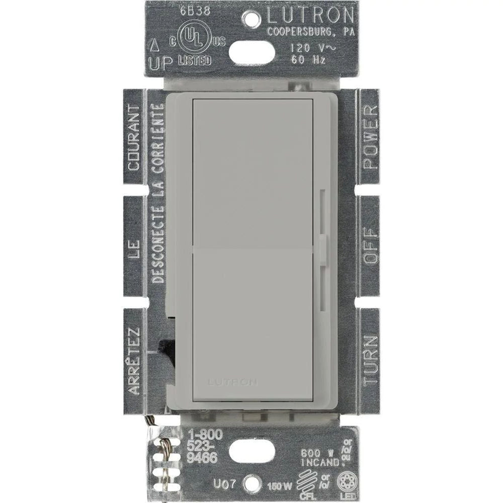 Lutron Diva LED+ Dimmer Switch, 250W LED, Single Pole/3-Way, No Neutral Required, 120V, DVCL-253P-GR, Gray