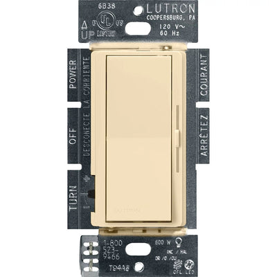 Lutron Diva LED+ Dimmer Switch, 250W LED, Single Pole/3-Way, No Neutral Required, 120V, DVCL-253P-IV, Ivory