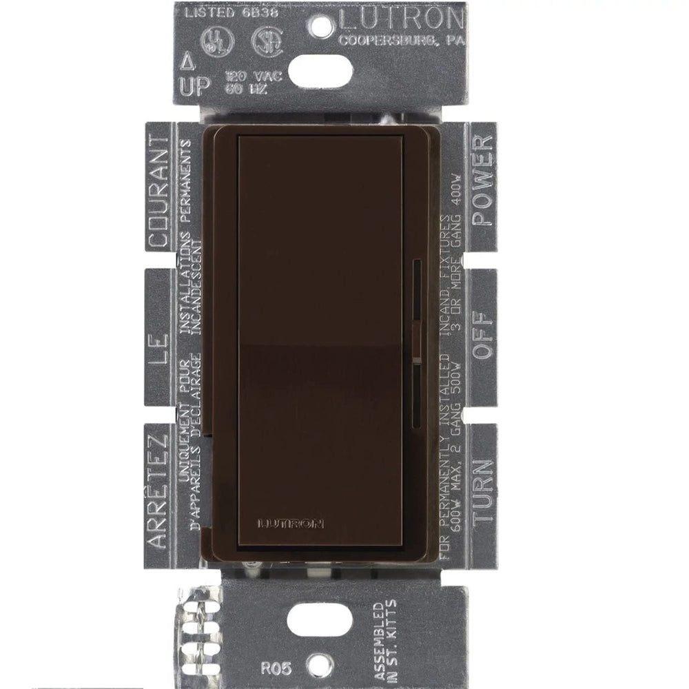 Lutron Diva ELV Dimmer Switch, 300W, Single Pole, Neutral Required, 120V, DVELV-300P-BR, Brown