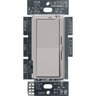 Lutron Diva ELV Dimmer Switch, 300W, Single Pole, Neutral Required, 120V, DVELV-300P-GR, Gray