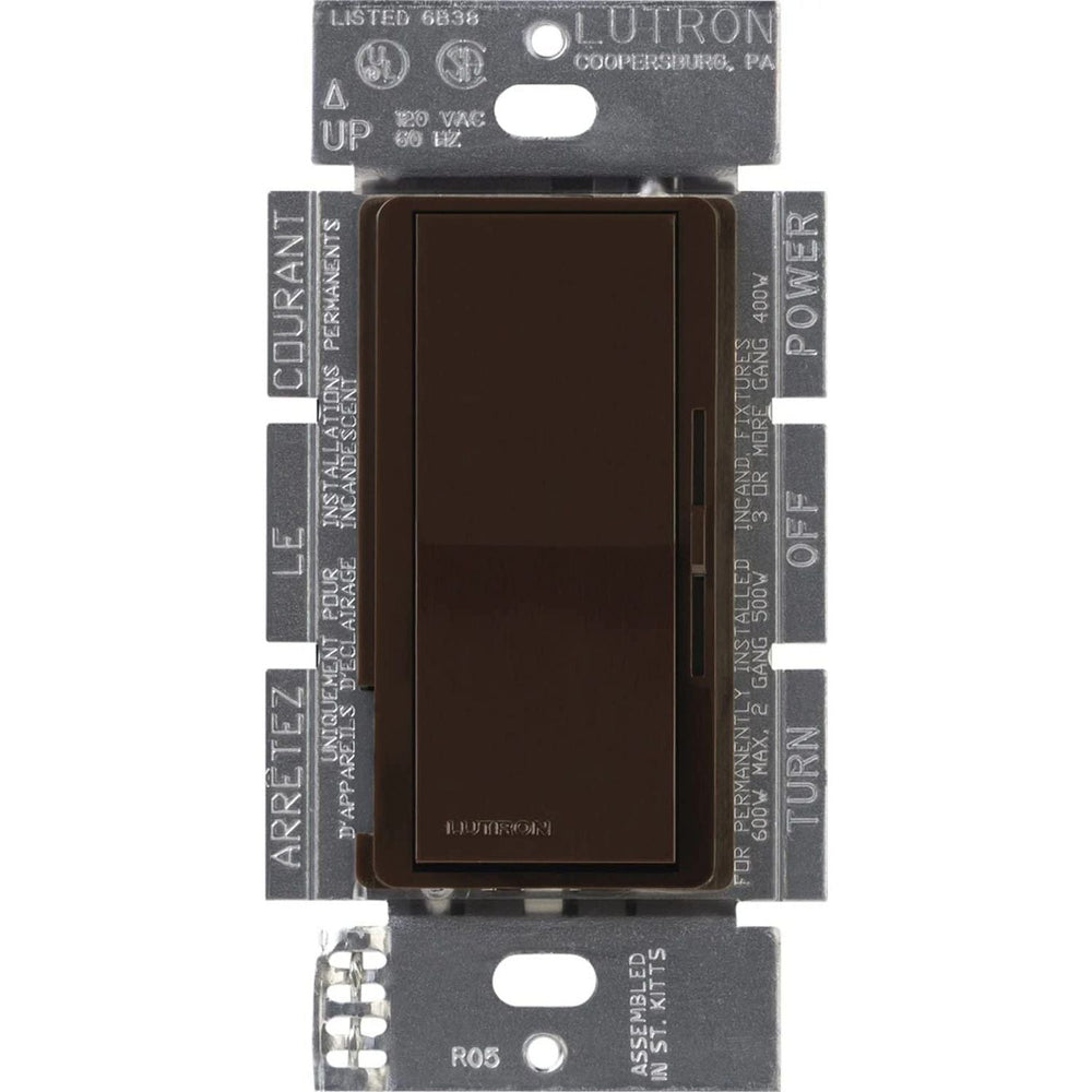 Lutron Diva ELV Dimmer Switch, 300W, Single Pole/3-Way, Neutral Required, 120V, DVELV-303P-BR, Brown