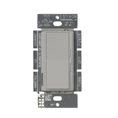 Lutron Diva ELV Dimmer Switch, 300W, Single Pole/3-Way, Neutral Required, 120V, DVELV-303P-GR, Gray