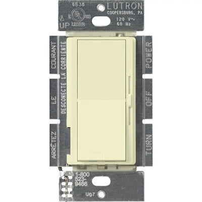 Lutron Diva 3-Speed Fan Control, 1.5A, Single Pole/3-Way, No Neutral Required, 120V, DVFSQ-FH-AL, Almond