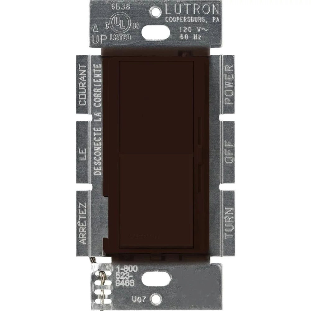 Lutron Diva 3-Speed Fan Control, 1.5A, Single Pole/3-Way, No Neutral Required, 120V, DVFSQ-F-BR, Brown