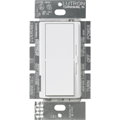 Lutron Diva 3-Speed Fan Control, 2.0A , Single Pole/3-Way, No Neutral Required, 120V, DVFSQ-F-HO-WH, White