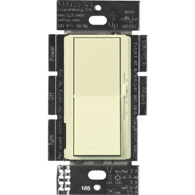 Lutron Diva 3-Speed Fan Control and On/Off Light Switch, 1.5A Fan, 1A LED, Single Pole/3-Way, No Neutral Required, 120V, DVFSQ-LF-AL, Almond