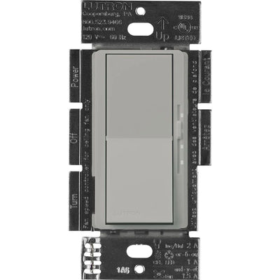 Lutron Diva 3-Speed Fan Control and On/Off Light Switch, 1.5A Fan, 1A LED, Single Pole/3-Way, No Neutral Required, 120V, DVFSQ-LF-GR, Gray