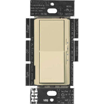 Lutron Diva 3-Speed Fan Control and On/Off Light Switch, 1.5A Fan, 1A LED, Single Pole/3-Way, No Neutral Required, 120V, DVFSQ-LFH-IV, Ivory
