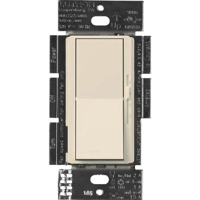 Lutron Diva 3-Speed Fan Control and On/Off Light Switch, 1.5A Fan, 1A LED, Single Pole/3-Way, No Neutral Required, 120V, DVFSQ-LFH-LA, Light Almond