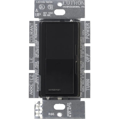 Lutron Diva MLV Dimmer Switch w/ Night Light, 800W (1000VA), Single Pole, No Neutral Required, 120V, DVLV-10P-BL, Black