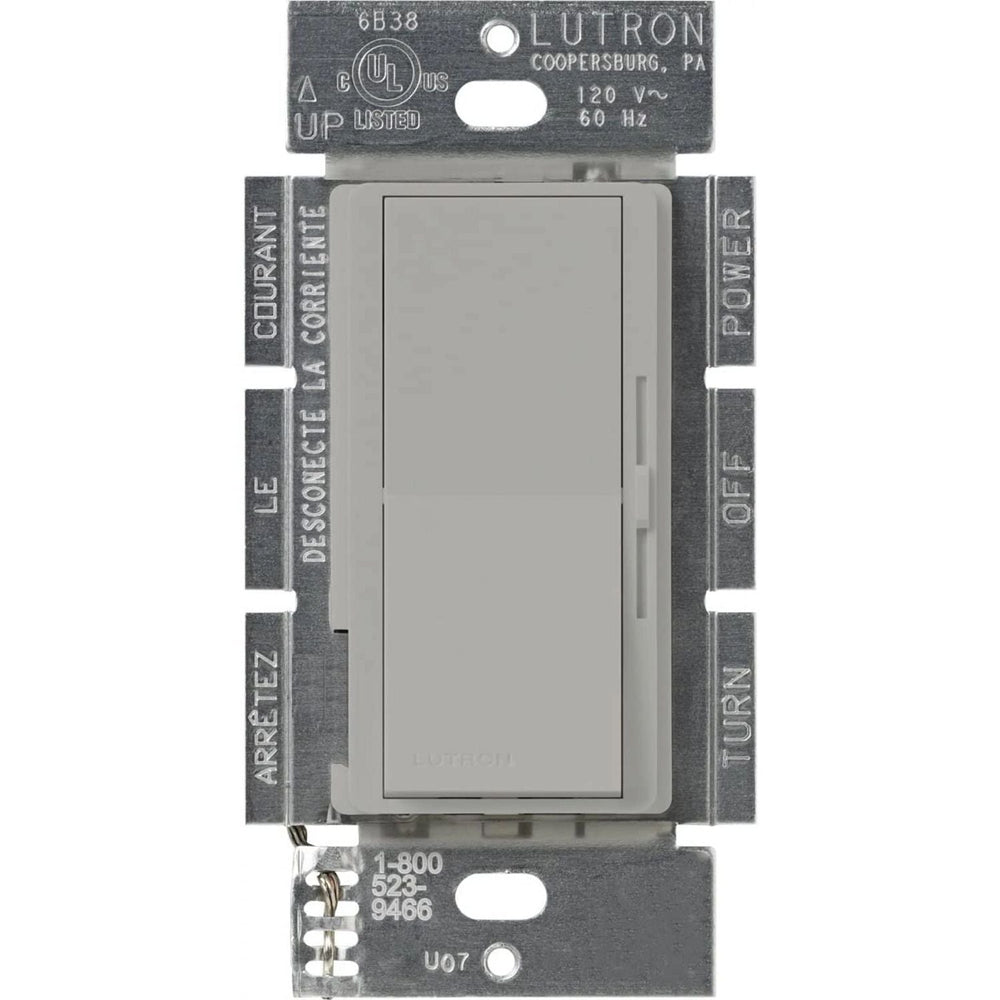 Lutron Diva MLV Dimmer Switch w/ Night Light, 800W (1000VA), Single Pole, No Neutral Required, 120V, DVLV-10P-GR, Gray