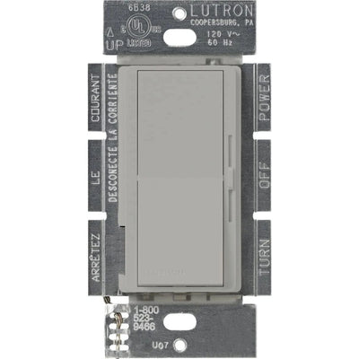 Lutron Diva MLV Dimmer Switch w/ Night Light, 800W (1000VA), Single Pole, No Neutral Required, 120V, DVLV-10P-GR, Gray