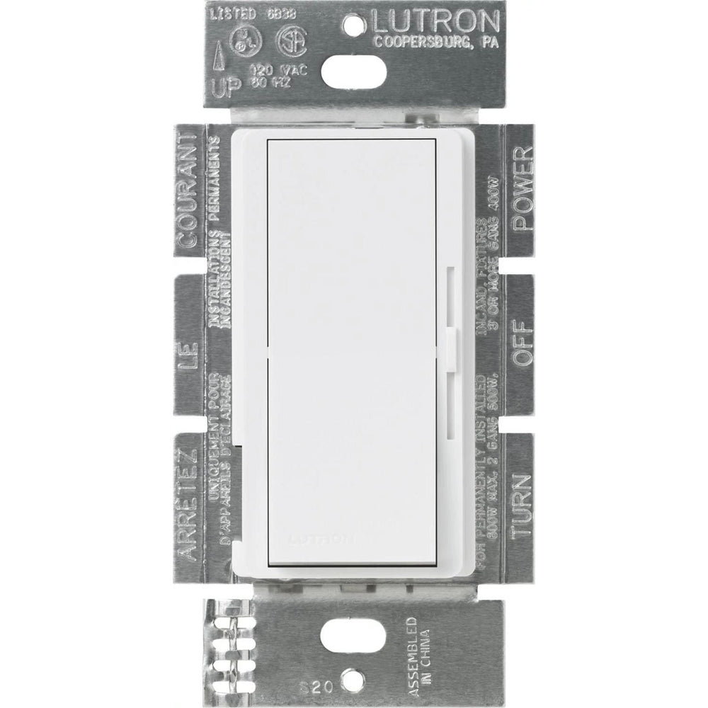 Lutron Diva MLV Dimmer Switch w/ Night Light, 800W (1000VA), Single Pole, No Neutral Required, 120V, DVLV-10P-WH, White