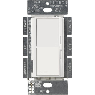 Lutron Diva MLV Dimmer Switch w/ Night Light, 450W (600VA), Single Pole, No Neutral Required, 120V, DVLV-600P-WH, White