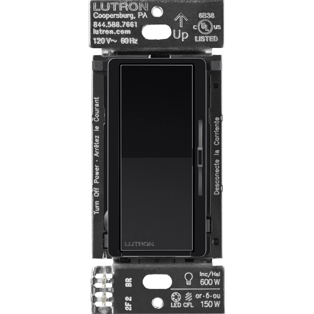 Lutron Diva Smart Dimmer Switch for Caseta, 150W LED, Single Pole, No Neutral Required, 120V, DVRF-6L-BL, Black