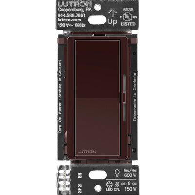 Lutron Diva Smart Dimmer Switch for Caseta, 150W LED, Single Pole, No Neutral Required, 120V, DVRF-6L-BR, Brown