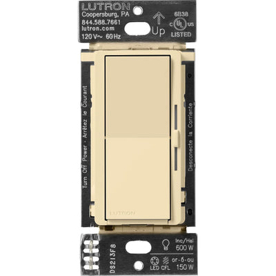 Lutron Diva Smart Dimmer Switch for Caseta, 150W LED, Single Pole, No Neutral Required, 120V, DVRF-6L-IV, Ivory