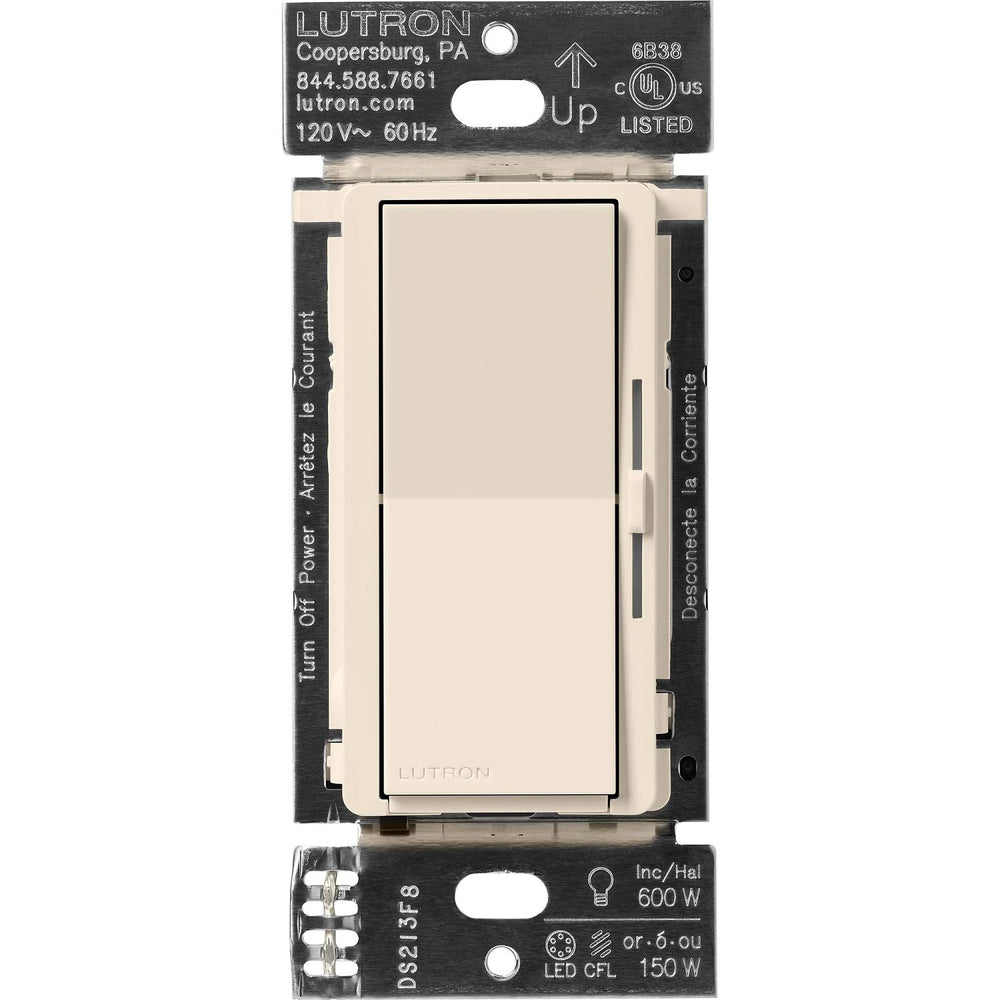 Lutron Diva Smart Dimmer Switch for Caseta, 150W LED, Single Pole, No Neutral Required, 120V, DVRF-6L-LA, Light Almond