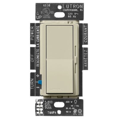 Lutron Diva LED+ Dimmer Switch, 150W LED, Single Pole/3-Way, No Neutral Required, 120V, DVSCCL-153P-CY, Clay