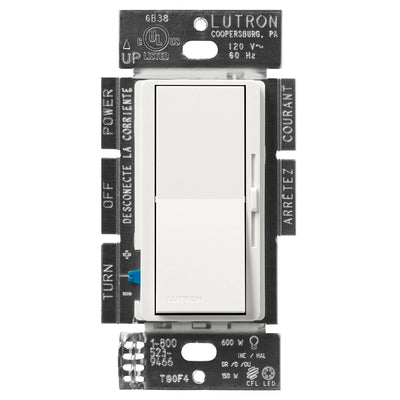 Lutron Diva LED+ Dimmer Switch, 150W LED, Single Pole/3-Way, No Neutral Required, 120V, DVSCCL-153P-RW, Architectural White