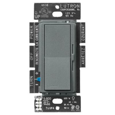 Lutron Diva LED+ Dimmer Switch, 150W LED, Single Pole/3-Way, No Neutral Required, 120V, DVSCCL-153P-SL, Slate