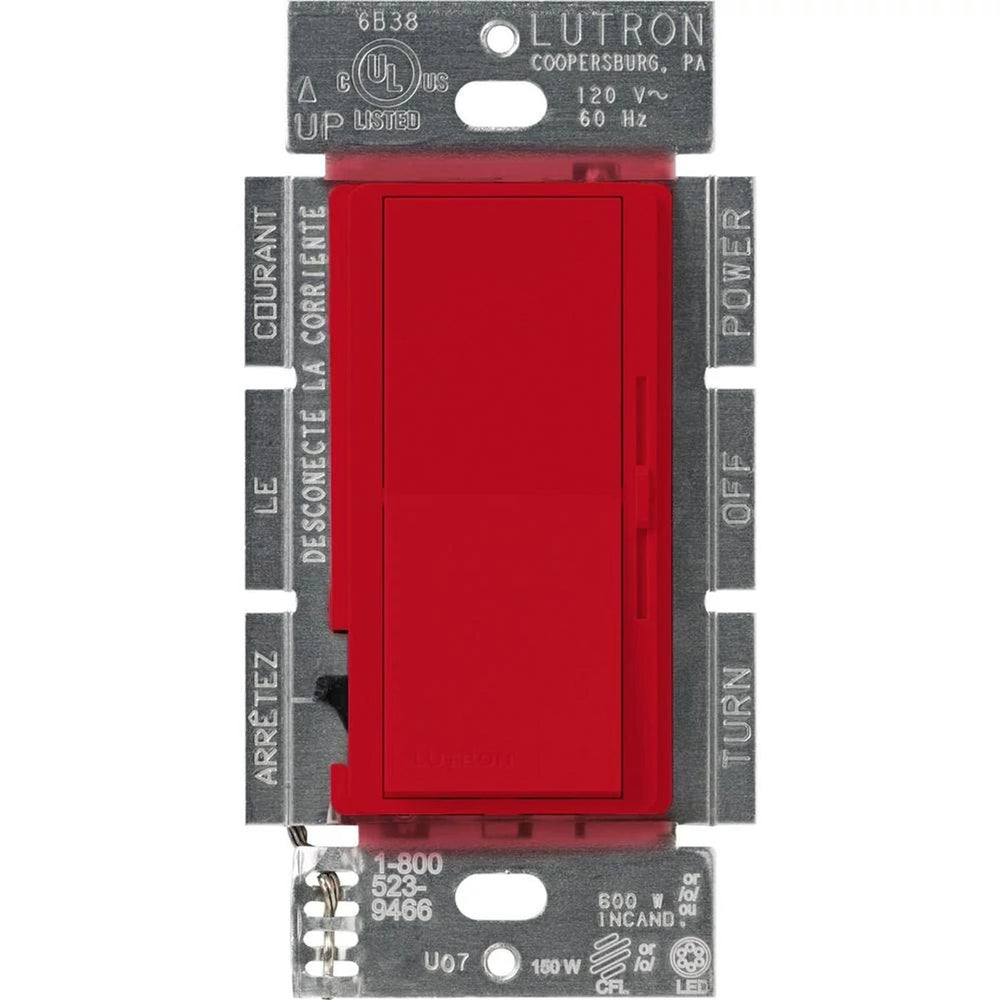 Lutron Diva LED+ Dimmer Switch, 150W LED, Single Pole/3-Way, No Neutral Required, 120V, DVSCCL-153P-SR, Signal Red