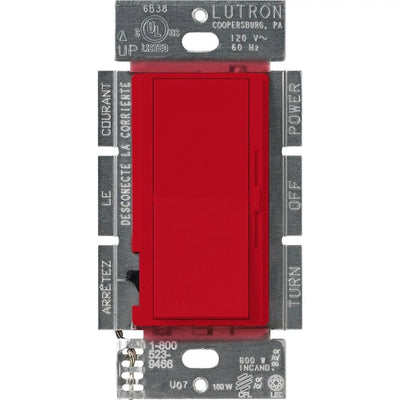 Lutron Diva LED+ Dimmer Switch, 150W LED, Single Pole/3-Way, No Neutral Required, 120V, DVSCCL-153P-SR, Signal Red